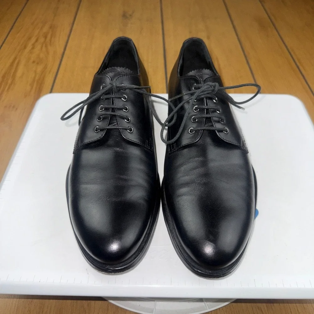 Hugo Boss Mens Black Leather Plain Toe Derby‎ Dress Shoes 8 50200689